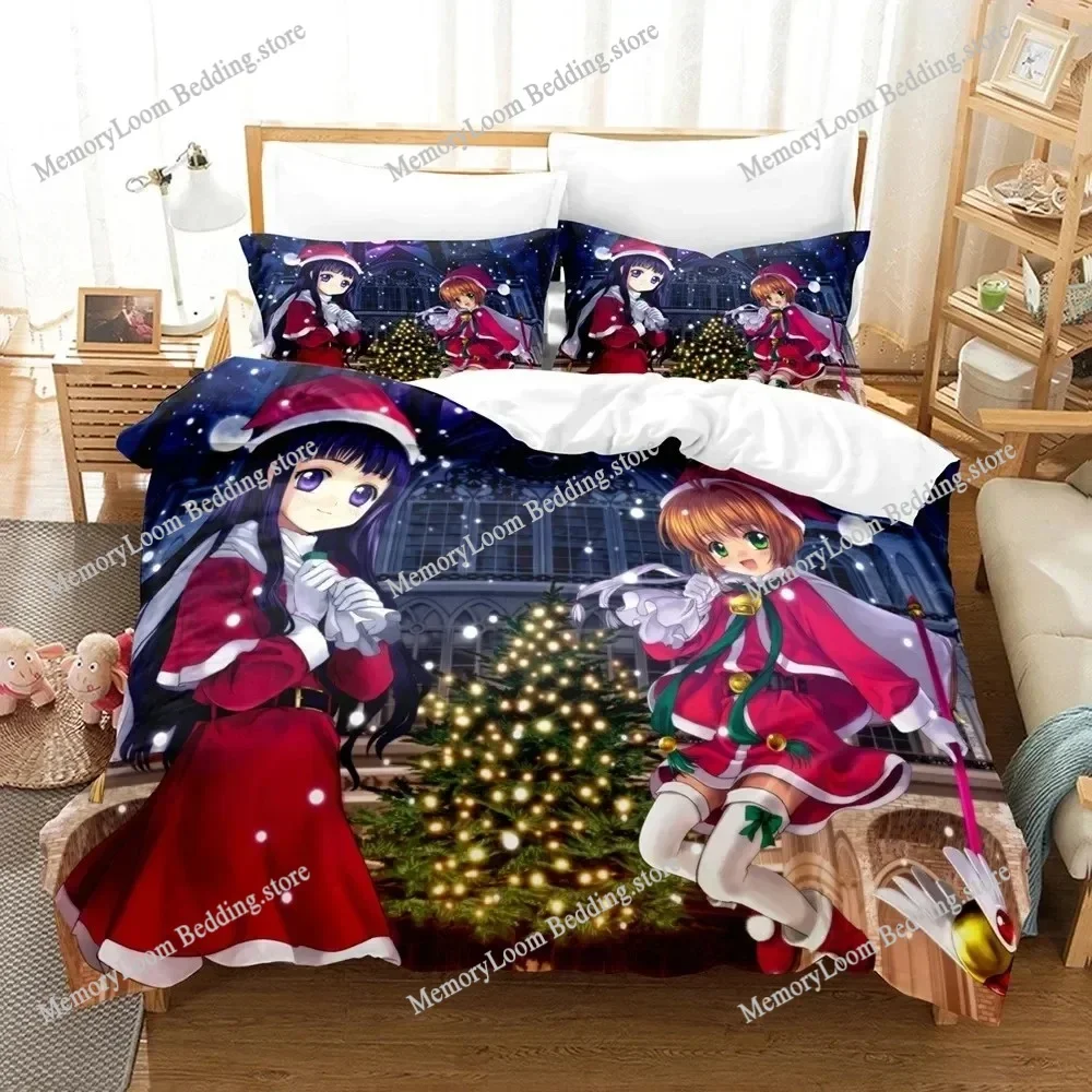 

Card Captor Sakura Cute Bedding Set Cartoon Anime Adult Kid Bedroom Soft Duvet Cover 3D Print Vibrant Kawaii Anime Cozy Set