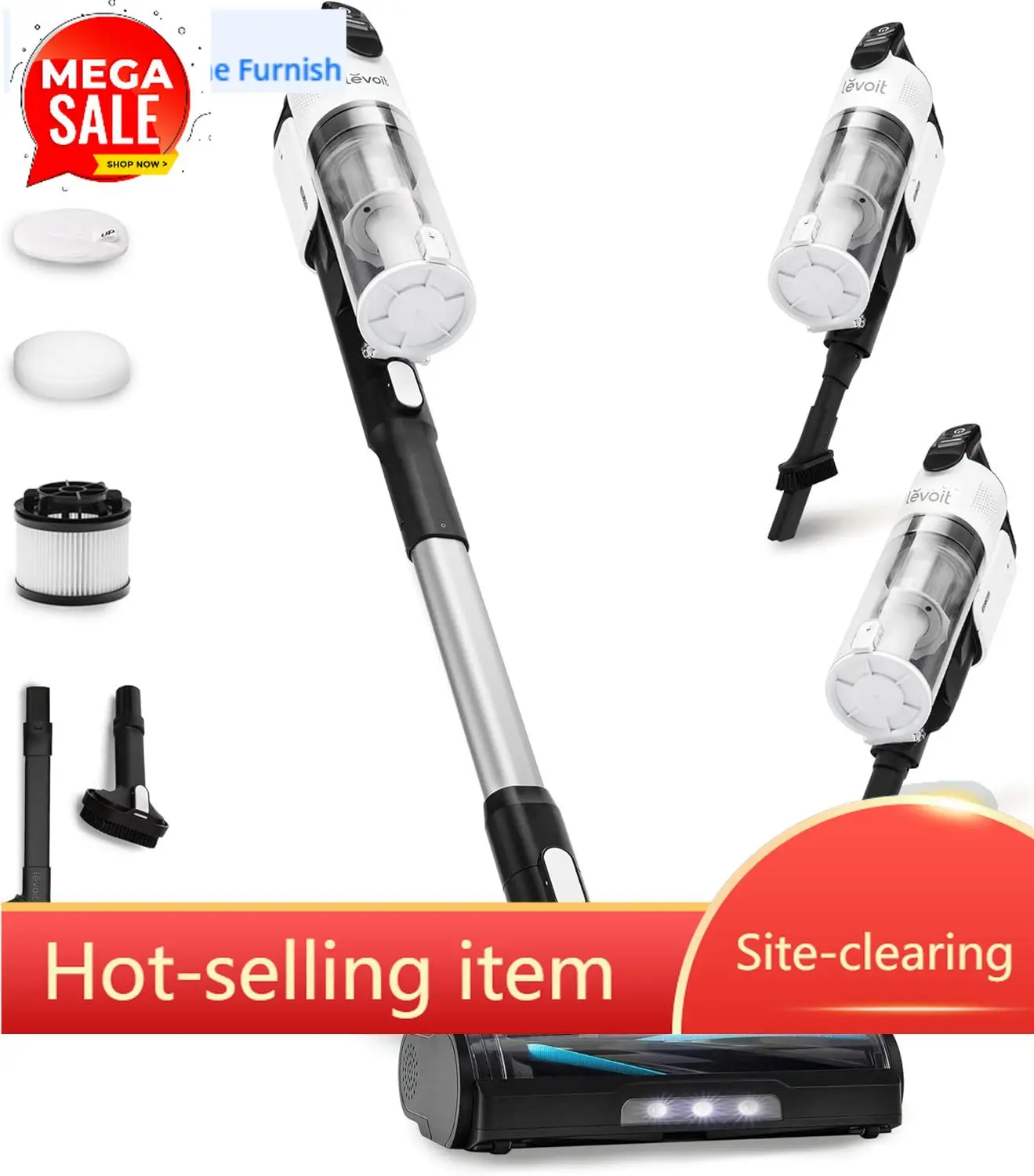 Cordless Vacuum Cleaner, Anti-Tangle for Pet Hair, Up to 50 Minutes
