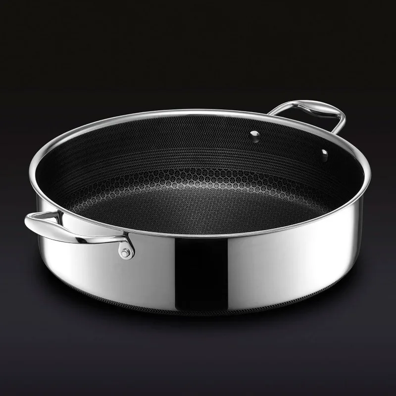 Imagem -03 - Hexclad Híbrido Antiaderente Fritadeira Pan e Tampa Fritadeira de Frango 7-quart Máquina de Lavar Louça e Forno-safe Compatível com Todos os Cooktops