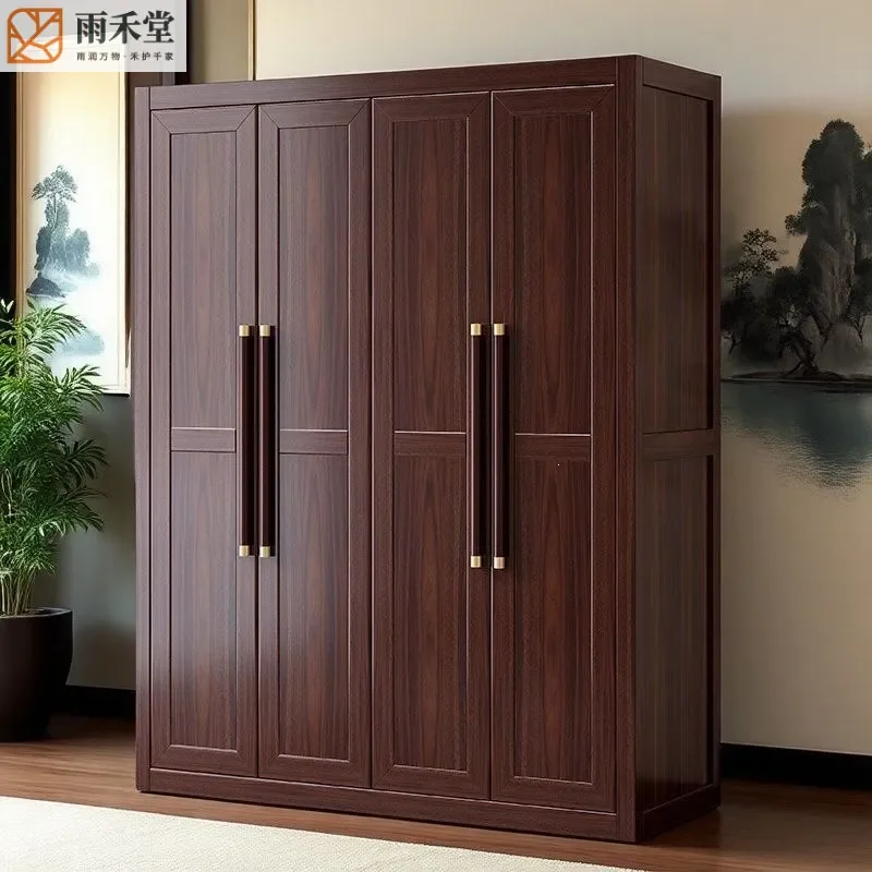 For New Chinese Style Ebony Wood Wardrobe Large Capacity Bedroom Storage Cabinet Medium Ancient Style Furniture for Small and