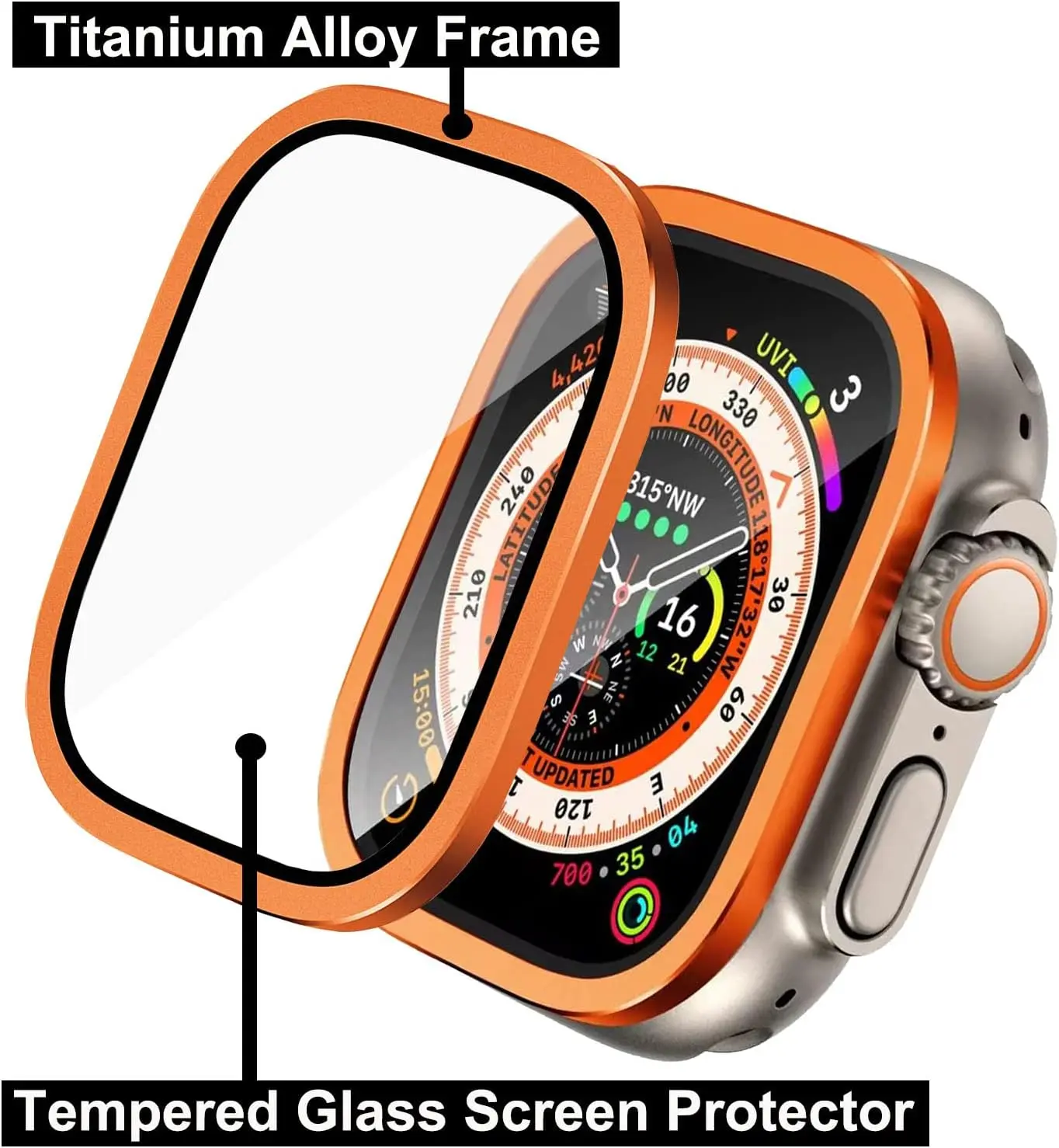 واقي شاشة من الزجاج المقسى لساعة أبل الترا 3 2 1 49 ملم مضاد للخدش HD مصد معدني فيلم كامل لساعة اي واتش الترا 49 ملم