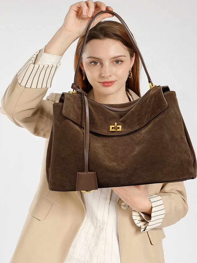 

Doarp замшевая сумка-тоут из воловьей кожи Briti Sle с мягкой ручкой, большая сумка Capaci для женщин