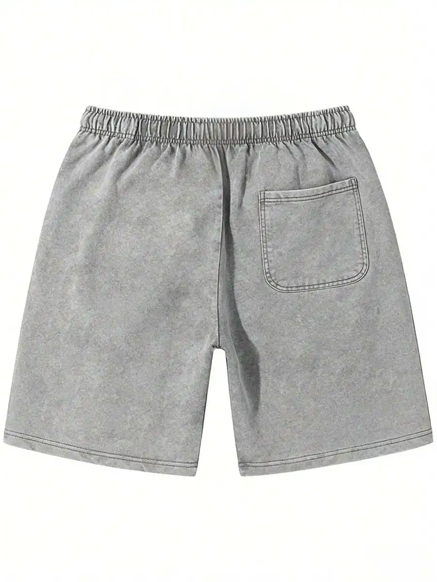 

Mens Washed Cotton Loose Casual Shorts Elastic Waist Daily Wear Summer Streetwear