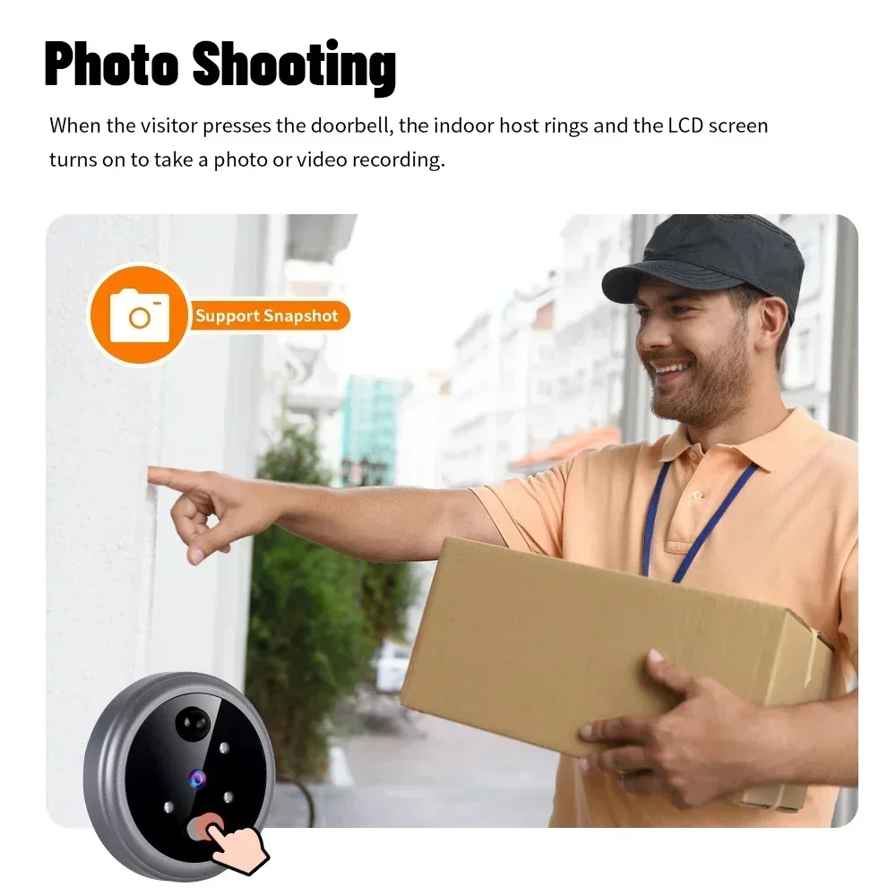 2.8 นิ้วสมาร์ท Peephole ประตูดิจิตอลกล้อง Night Vision การตรวจจับการเคลื่อนไหวแบตเตอรี่ลิเธียมในตัวออดอิเล็กทรอนิกส์