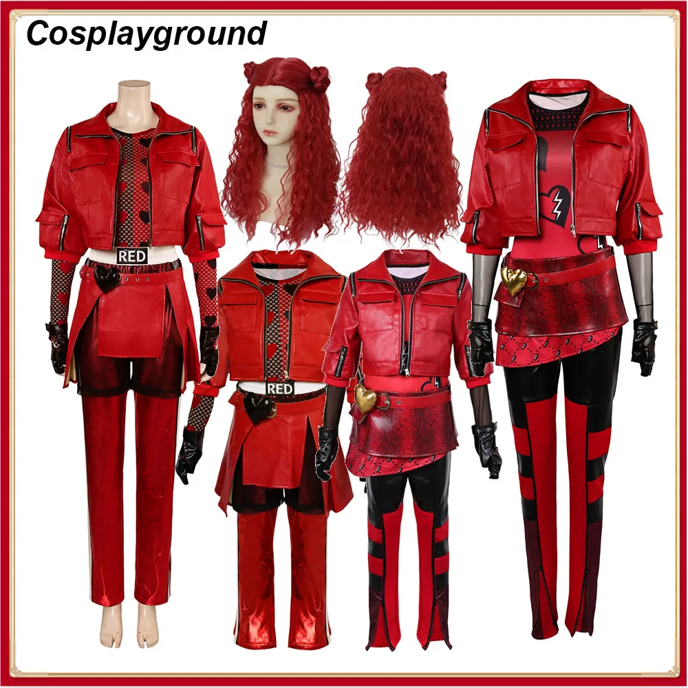 

Red Cosplay Adult Women Costume Wig Movie The Rise of Red Cosplay Outfits Halloween Carnival Tops Pants Jackets Gloves Suit