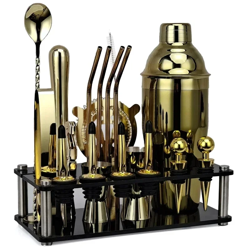 20piece Complete professional cocktail boston shaker drinks Bartender kit cocktail mixer Set household utensils for hospitality