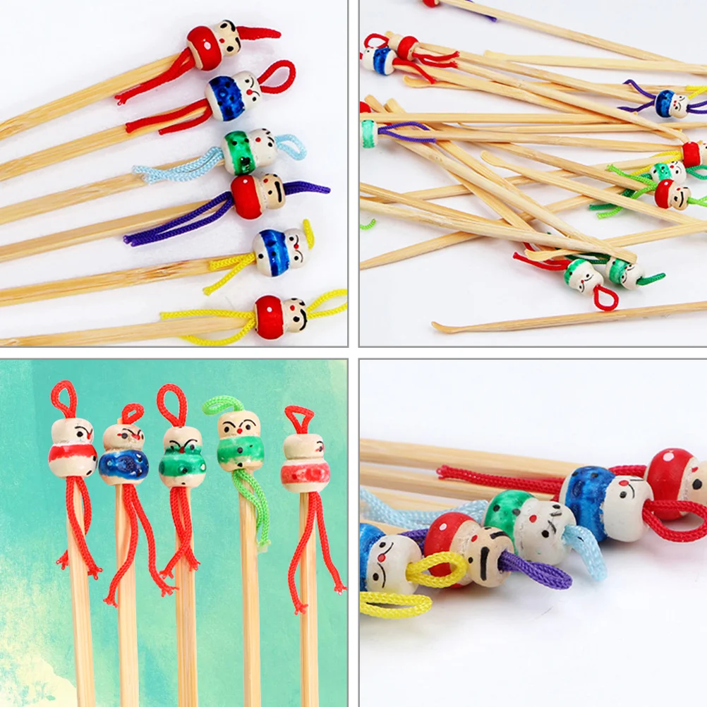 12Pcs Hanging Ear Pickers Wooden Wax Removers Cartoon Wax Cleaners (Random Color)