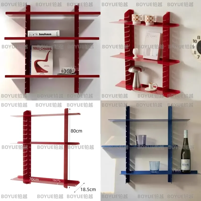Metal Wall Shelf Floating Bookshelf Multilayer Storage Rack Mounted Display Stand for Living Room Home Decor Organization