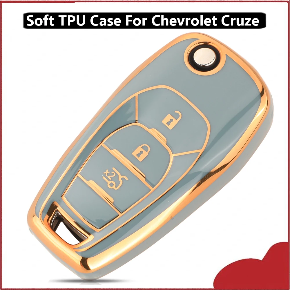 Jingyuqin New Smart Remote High Quality Soft Smooth TPU Car Key Case Fob For Chevrolet Cruze Avo 2014-2020 Replacement Folding