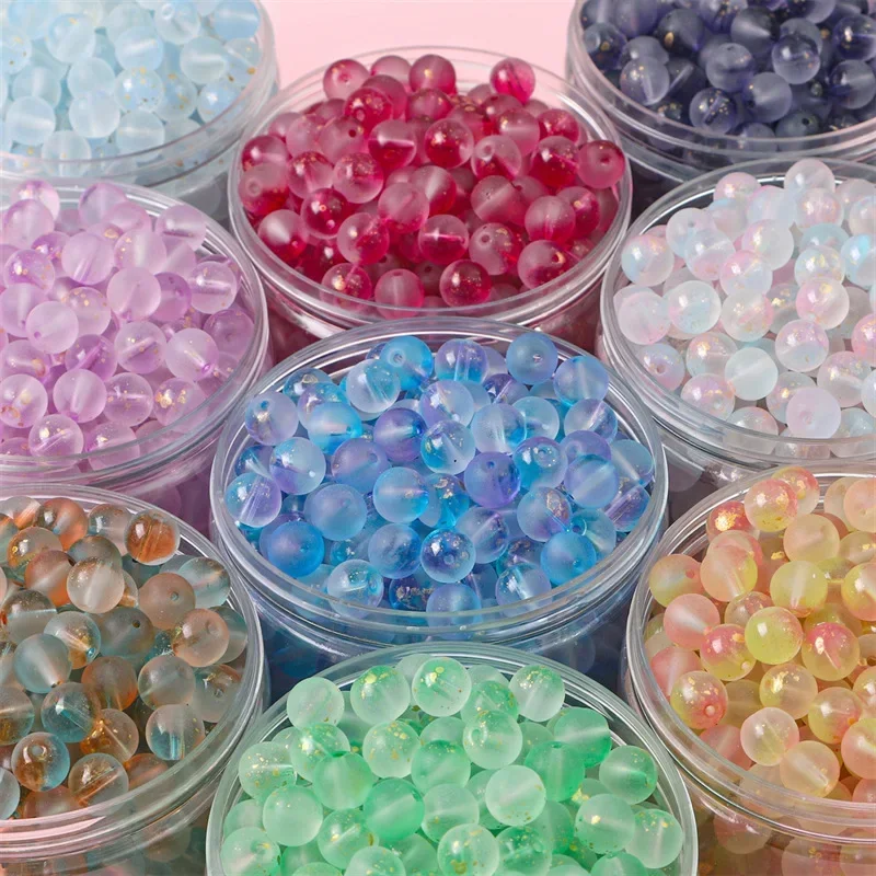 8mm 50pcs glass transparent frosted beads gradient dual color round bead handmade DIY bracelet necklace jewelry jewelry material