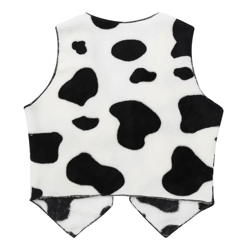 SN55Unisex Kids Boys Girls Soft Sleeveless Cow Printed Vest Waistcoat Tops Cowboy Cowgirl Vest Cosplay Party Fancy Dress Up $@1w