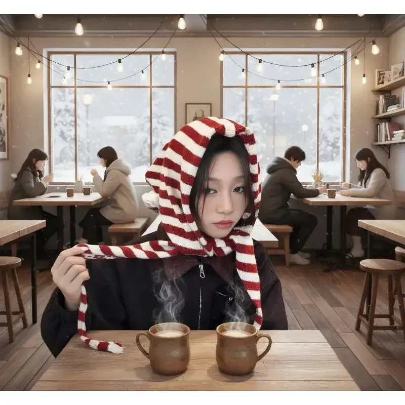 Syal Segitiga Penahan Panas Musim Dingin; Penghangat Leher Rajut; Multifungsi Tahan Angin