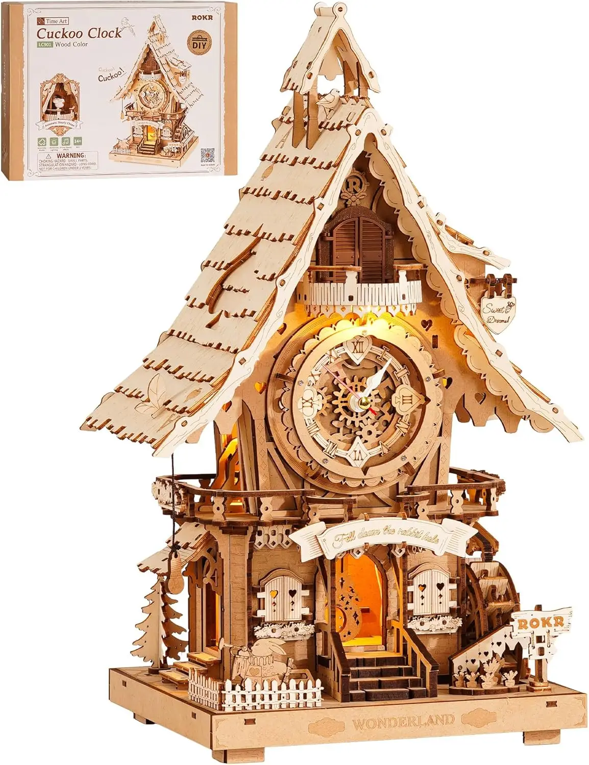 

435-Piece 3D Wooden Cuckoo Clock Puzzle Kit for Adults and Teens, Ideal Gift