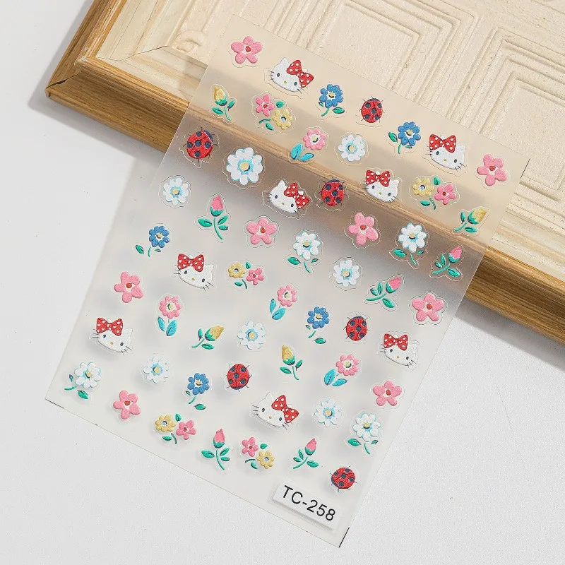 3 stücke Hallo Kitty Maniküre Aufkleber Dekoration Niedlichen Cartoon Anime Spielzeug Frauen Liefert Desktop Dekoration Student Geschenke Großhandel