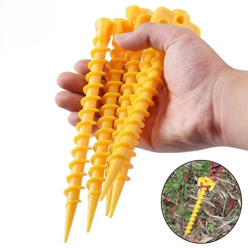 5PCS Plastic Tent Hook Stakes Camping Tents Accessories Ground Support Nails Peg Screw Anchor Shelter Tent Stakes Pegs