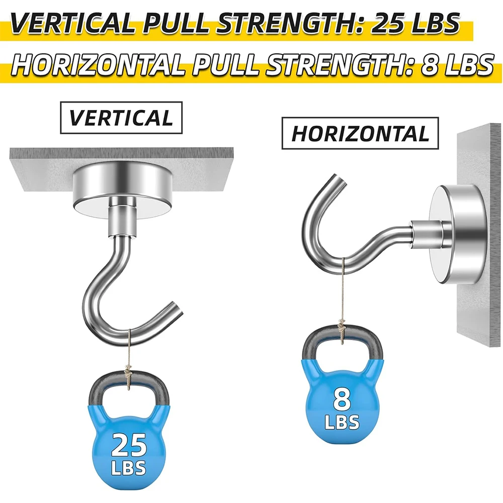 초강력 네오디뮴 강력한 마그네틱 후크 링, 금속 자석, 곡선 후크 행어, 행잉, 냉장고, 벽, 열쇠, 10 개, 20 개, 60 개