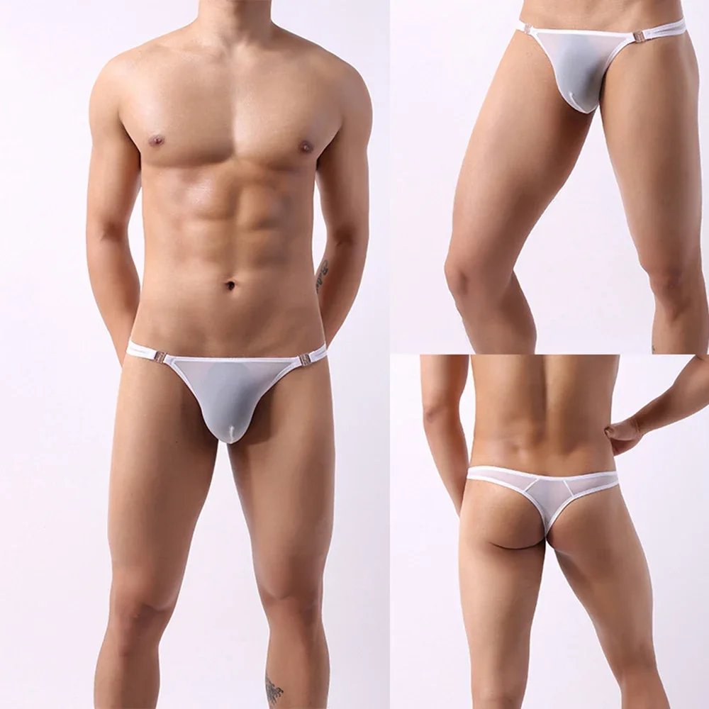 Mens Hollow Breathable Thong Mesh See-Through Pouch Panties G-String Briefs Sexy Underwear T-Back G-string Gay Knicker Open Butt