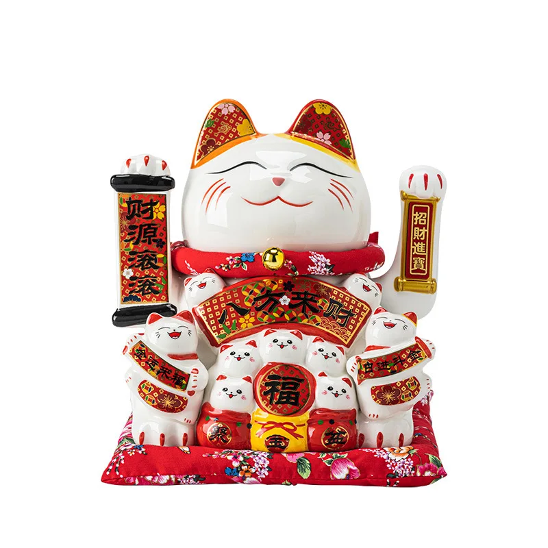 

Ceramic automatic waving and waving lucky cat ornament rich cat store opening housewarming