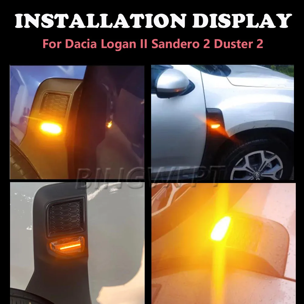 2X LED Dynamic Side Marker Turn Signal Light For Dacia Logan 2 Sandero 2 Duster Renault Stepway Sandero Indicator Lamp
