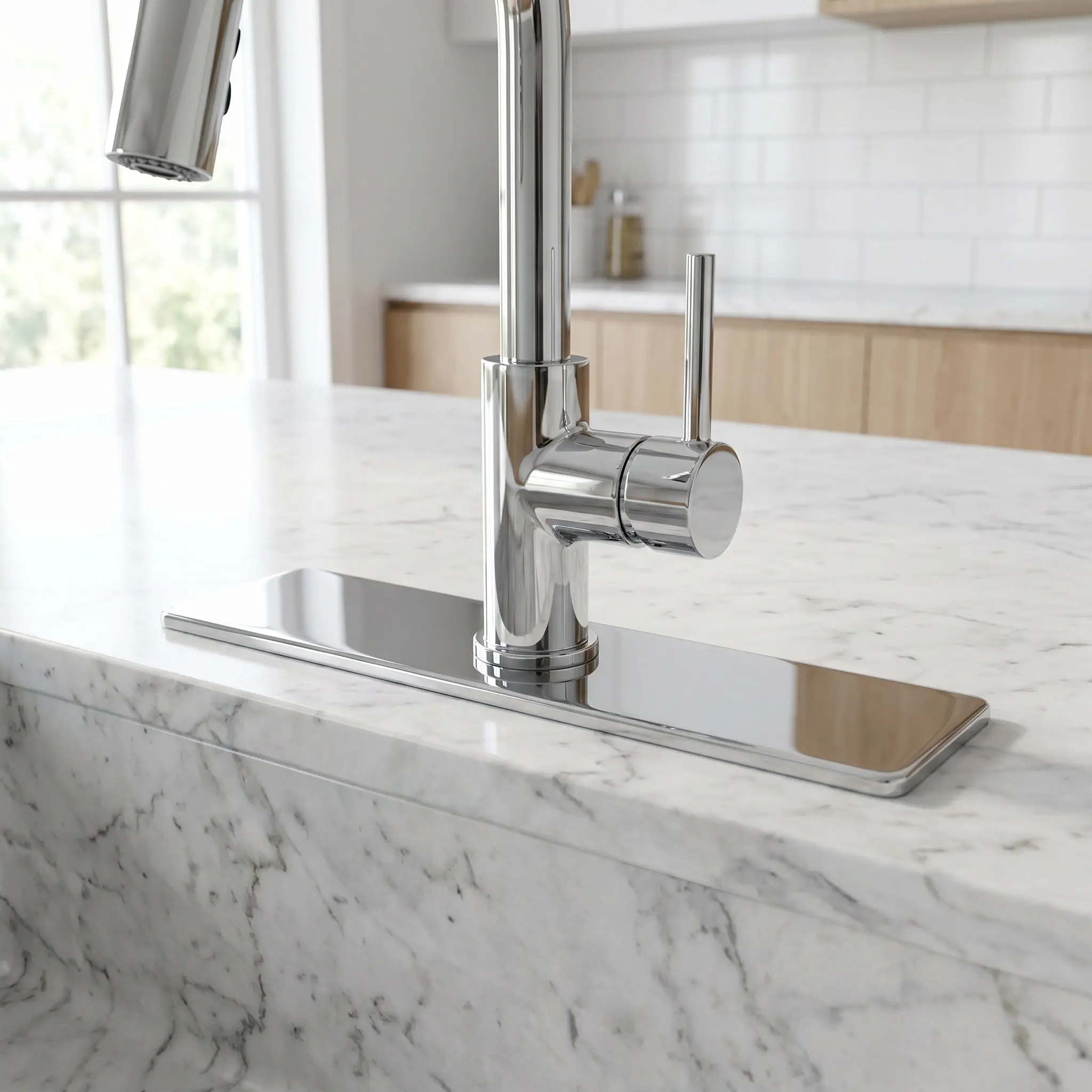 Silver Stainless Steel Kitchen Faucet Hole Cover Water Tap Deck Plate Rectangle Sink Hole Cover Faucet Base Plate Bathroom