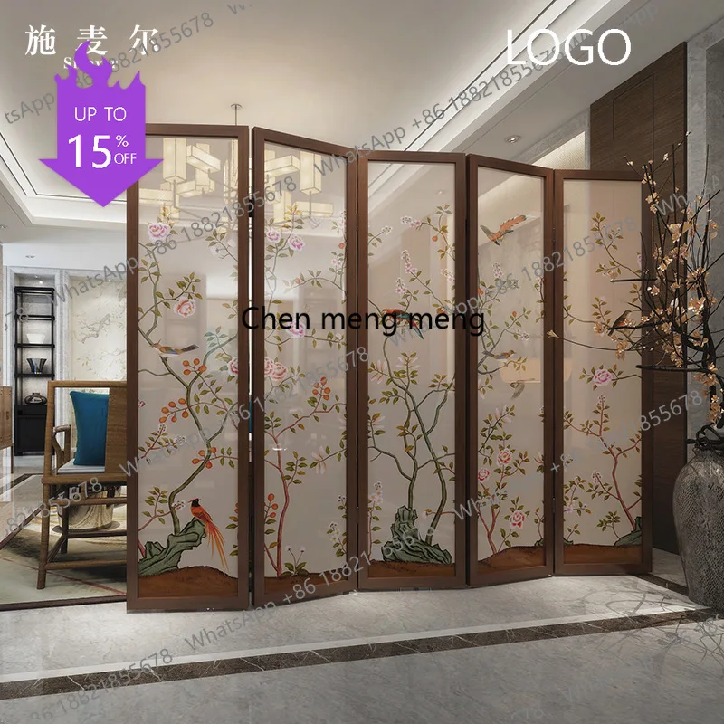 PPP D Chinese screen solid wood folding screen partition living room office restaurant hotel tea house