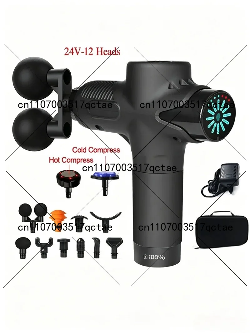 

Professional Deep Tissue Massage Gun with 12 Heads, High-Frequency Percussion for Neck & Back Relief, Hot and Cold Compression