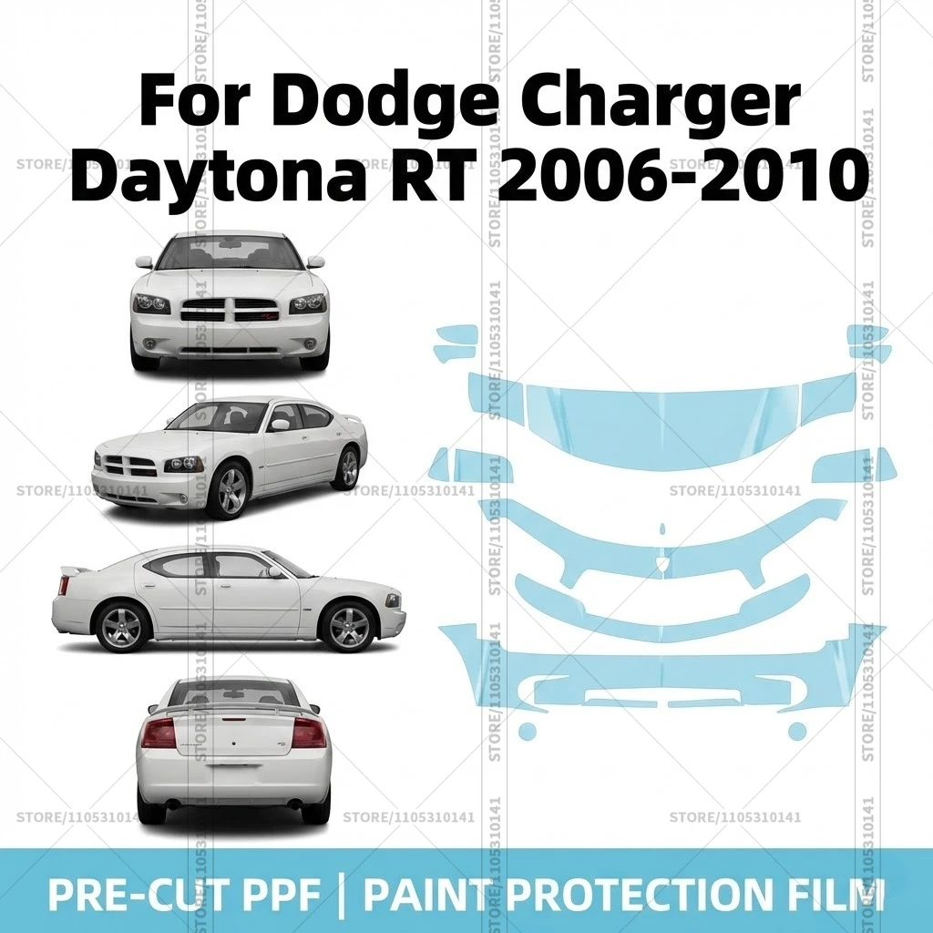 Película Protectora de Pintura Pre-Cortada (PPF) Transparente para Autos, Kit Frontal de PPF Automotriz para Dodge Charger Daytona RT 2006-2010