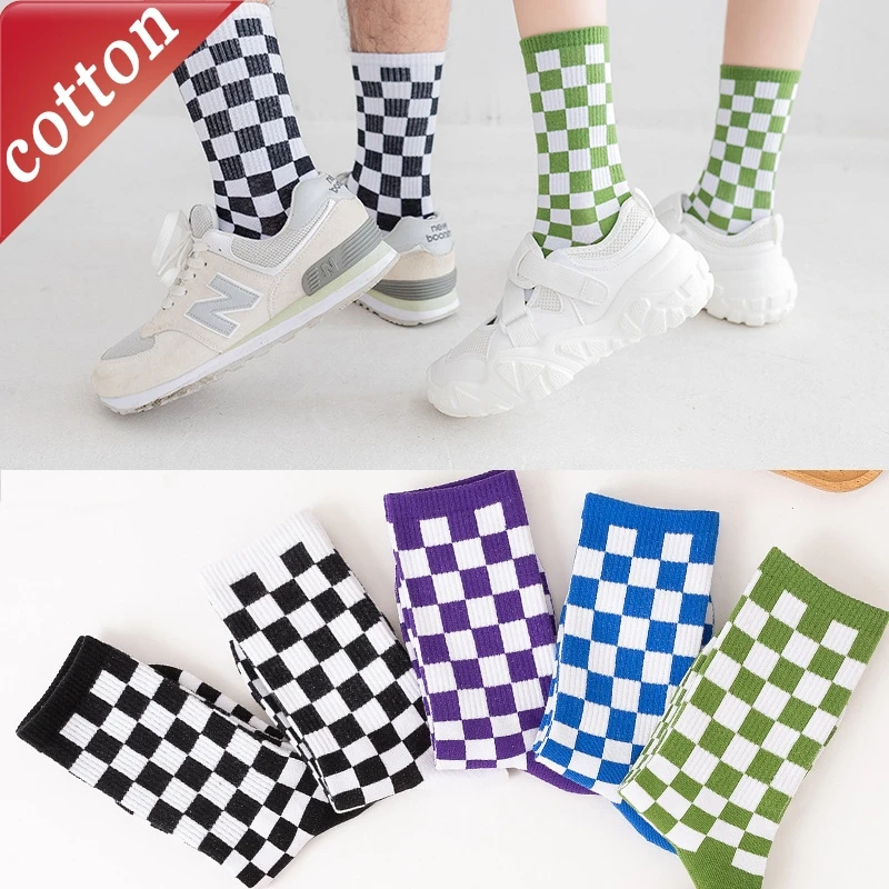 Ladies' Socks Japanese Comfortable High-quality Cotton Socks For Girl Wholesale Checkered Trend Fashionable Simple Verstaile