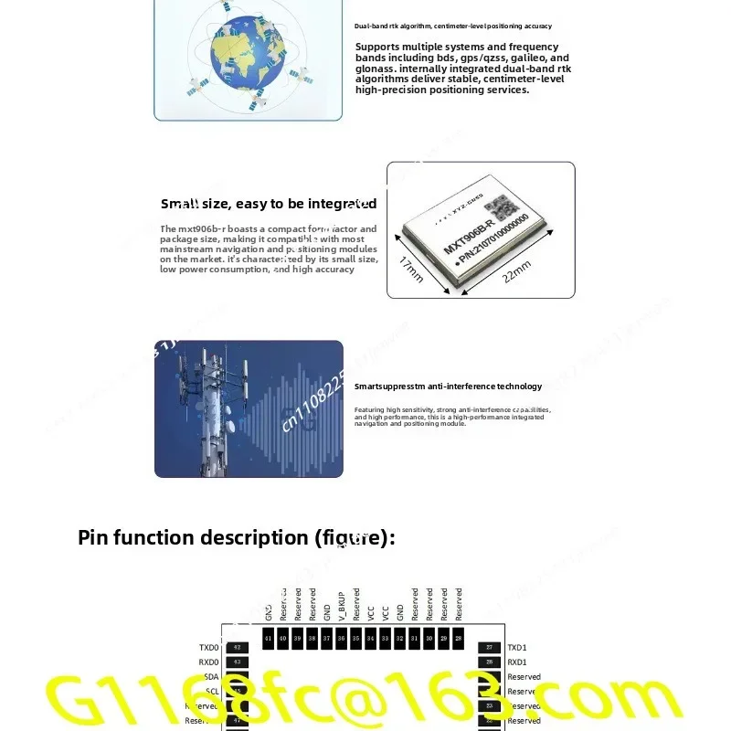 Suitable for RTK Dual-system Centimeter-level ZED-F9P High-precision Measurement Module MXT906B-R 906AM  part