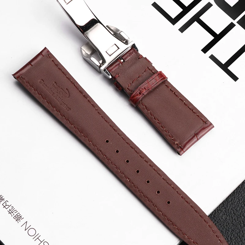 20mm 21mm 22mm Crocodile skin Watch Band Replacement for IWC Portugieser Porotfino Family PILOT\'S Watches Strap Folding Buckle