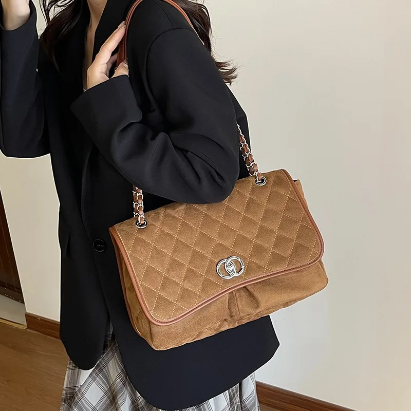2025 New Women's Fashion Versatile Rhombus Chain Bag Flip Bag One Shoulder Crossbody Small Square Bag Underarm Bag