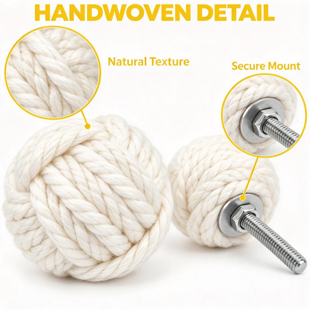 Rope Drawer Knob Circular Handmade Cabinet and Wardrobe Vanity Door Handle Drawer Door Handle Furniture Hardware Accessories