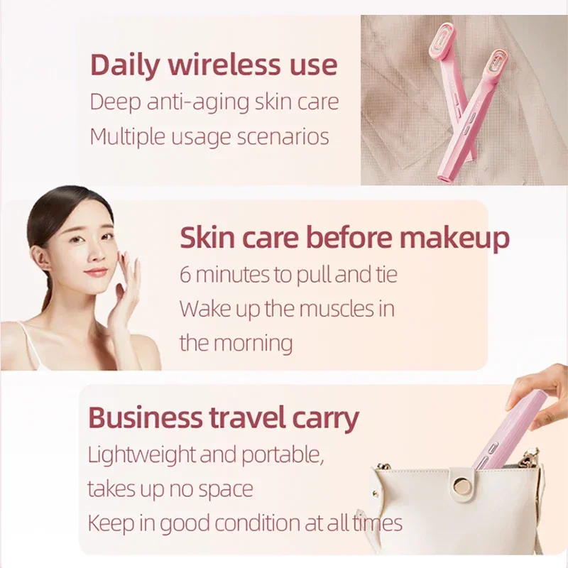 360° Face Eyes Lifting Device Microcurrent 7 LED Red Light Facial Wand Eye Massager Skin Tightening Anti Wrinkle Beauty Care