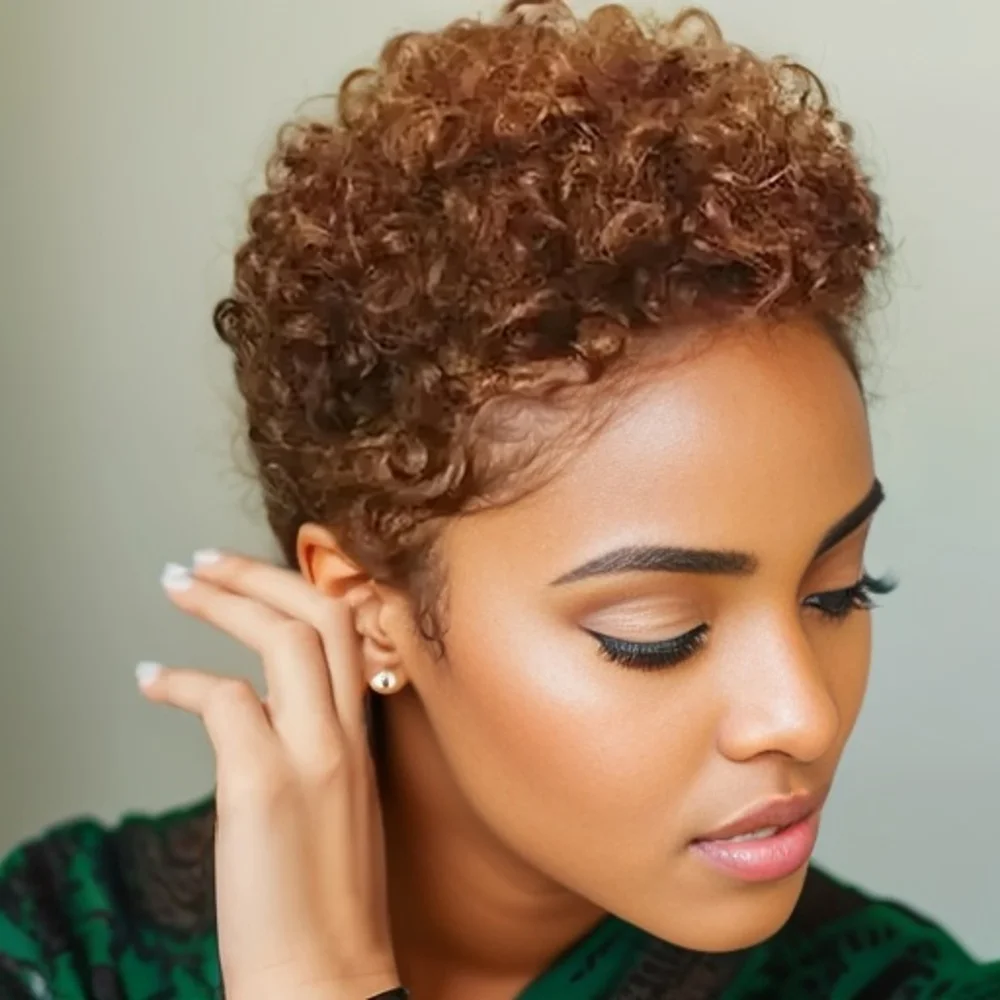 4inch Kinky Curly Machine Made Short Pixie Wigs 100% Human Hair for Women | Pre-Styled Natural Look & Tangle-Free image 4