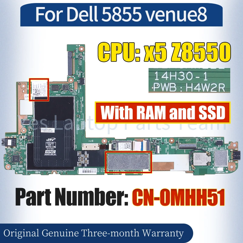

14H30-1 для ноутбука Dell 5855 venue8 материнская плата CN-0MHH51 SR2KH x5 Z8550 с ОЗУ 100% протестированная материнская плата для ноутбука