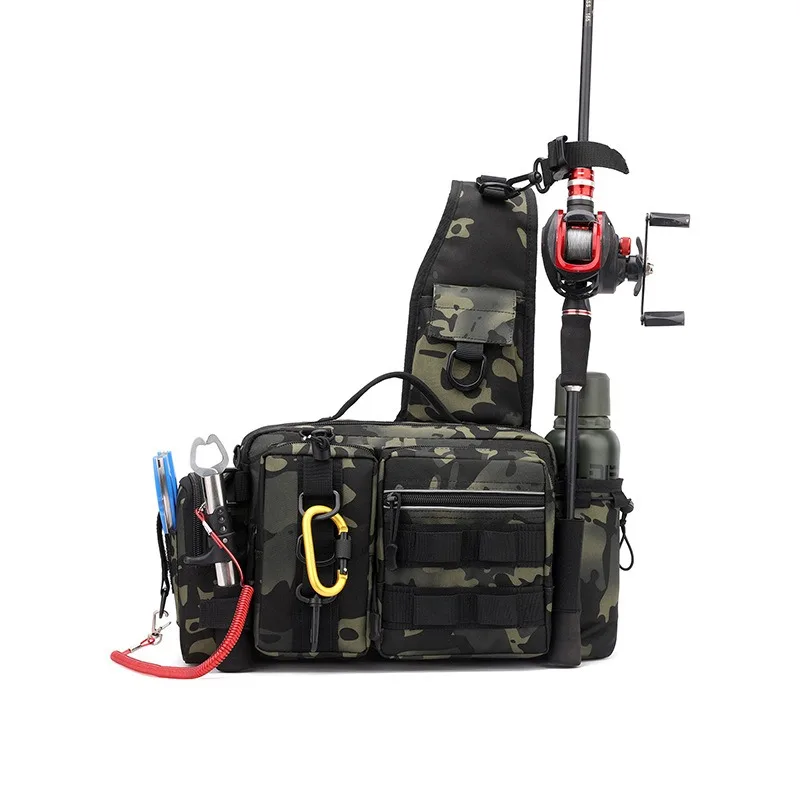 Men Fishing Tackle Bag Single Shoulder Crossbody Tactical Bags Waist Pack Fish Lures Gear Utility Storage Fishing Box Chest Bag