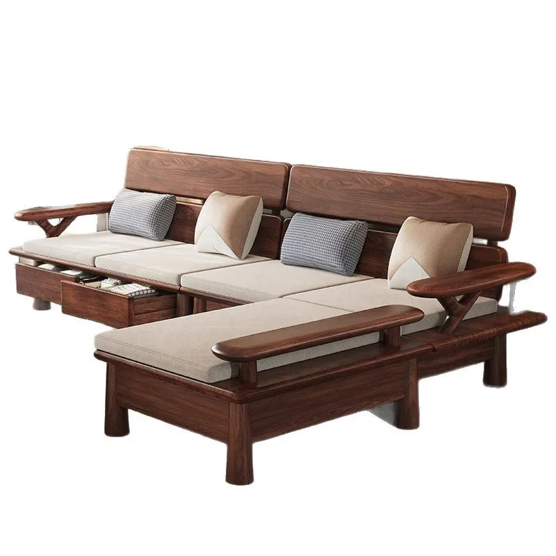 

Black walnut, all solid wood, sofa, modern, Chinese, retro, living room