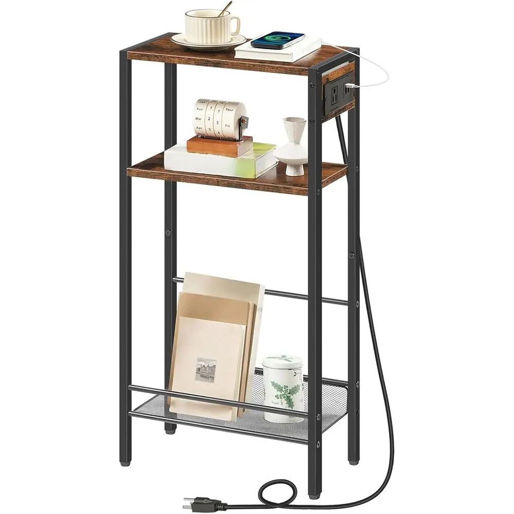 

15.7" Narrow ole Table with Charging Station, 3 Tier Entryway Table or Small Space, Behind Couch Table, Soa Table, or Entryway,