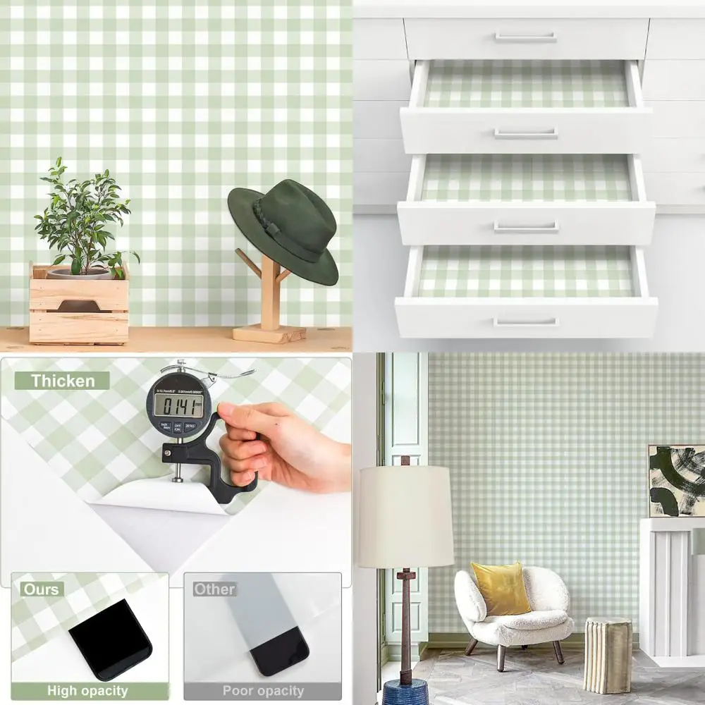 ورق جدران منقوش أخضر قابل للتقشير واللصق للخزائن - ورق اتصال ذاتي اللصق على طراز بوهو