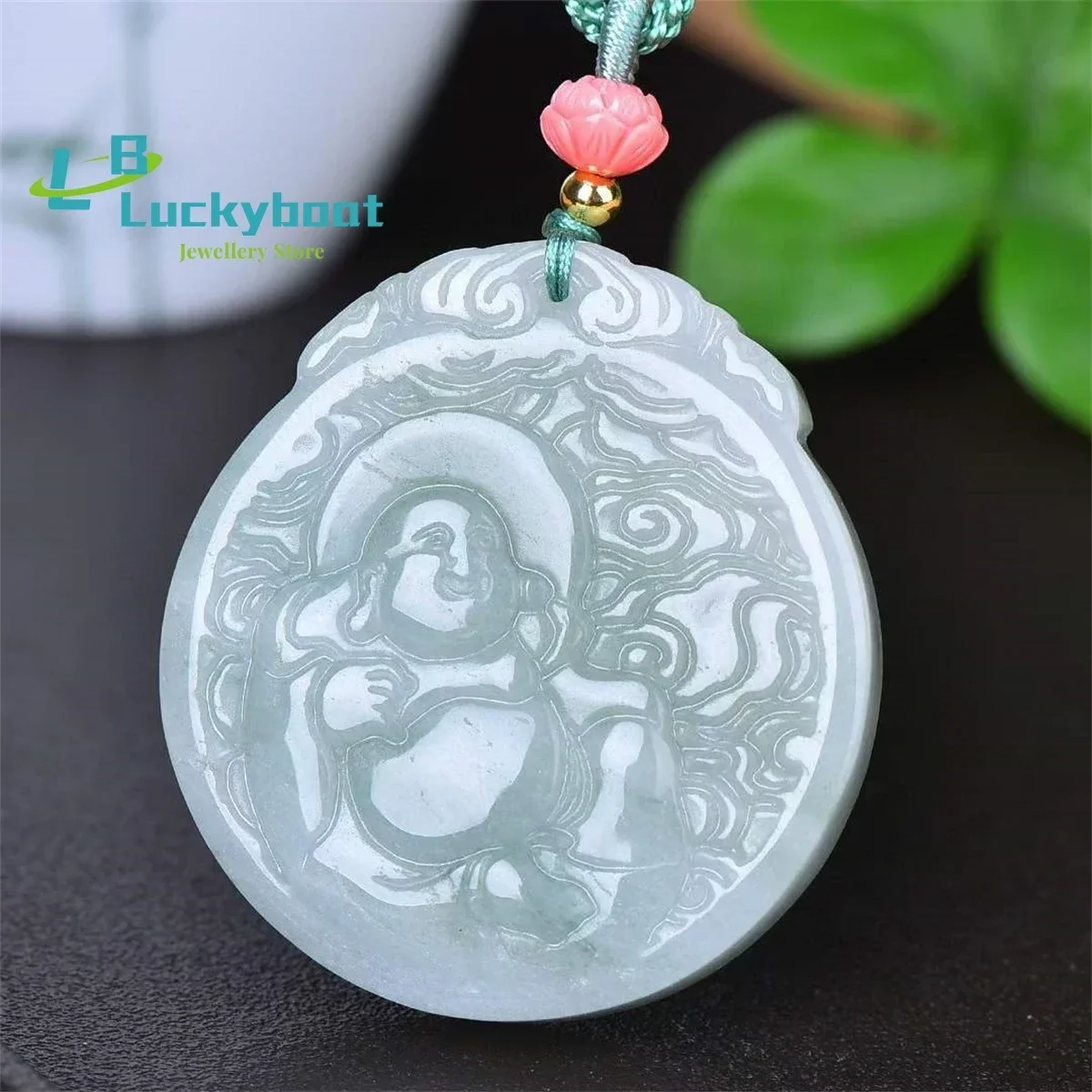 Natural Tianshan Cui Maitreya Buddha Pendant is Simple Personalized Fashionable Exquisite and Versatile for Men and Women