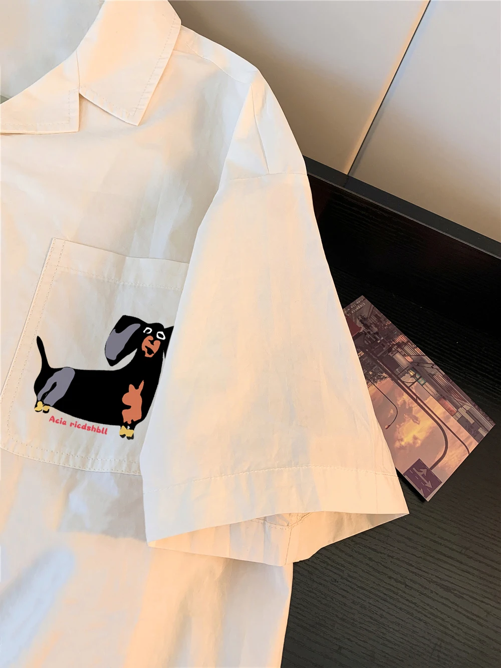 Csa Masculina de Verão Estilo Coreano com Estampa Retro Fresca, Gola , Manga Curta, Estilo Japonês, Solta, Versátil e ...