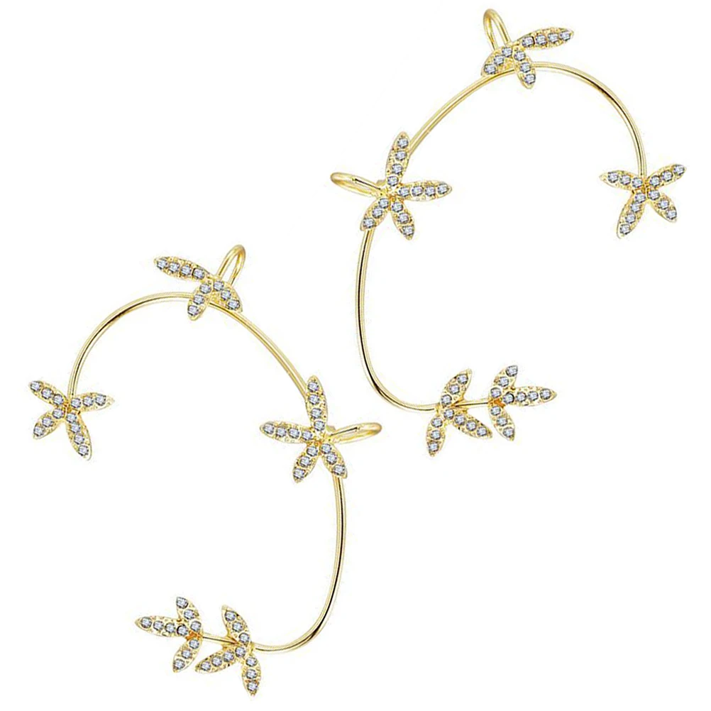 2pcs Rhinestone Bone Clip Delicate Non Piercing Cuff For Women Creative Jewelry Gift Cosplay Ear Decor Elegant Accessory Clip On