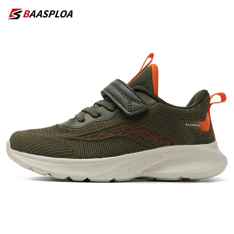 2024 Baasploa Kids Running Shoes Mesh Breathable Casual Sneakers For Boys Girls Lightweight Sport Shoes Antiskid Outdoor