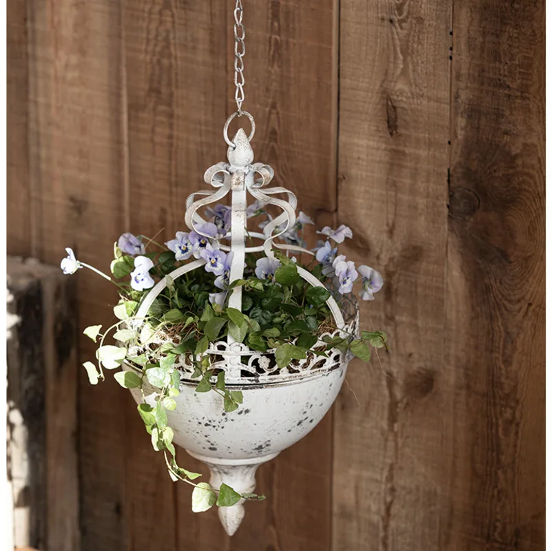 

Outdoor Hanging Basket Courtyard Corridor Flower Pot Garden Plant Decorate Metal Ironwork Originality Suspension Plant Pot