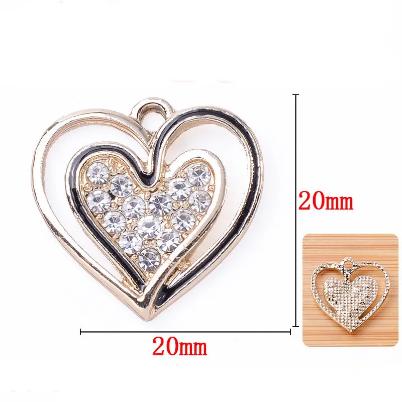 Engood 100 قطعة الراين مزدوجة القلب زر DIY بها بنفسك مجوهرات قلادة القرط المعلقات الشعر الخياطة تقليم والزينة الحرفية