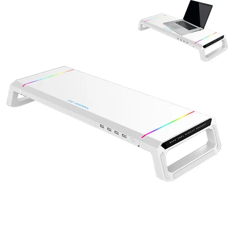 

Multi-functional 4USB PC Monitor Stand Keyboard Storage Space Bar Aluminum Laptop Monitor Stand With USB3.0 Fast Charging