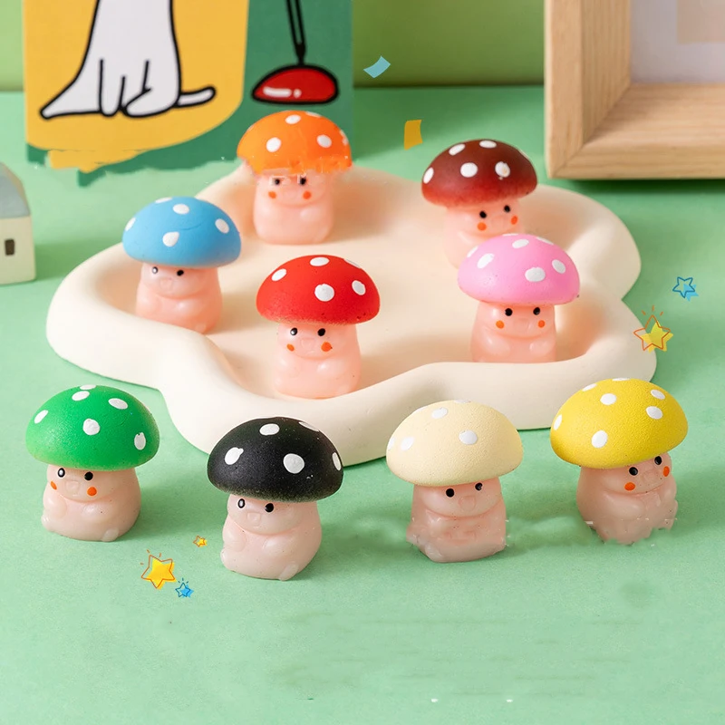5 pièces/sac mignon amusant petit champignon pincement jouets pour enfants adultes soulagement du Stress ventilation champignon légumes presser Fidget jouets