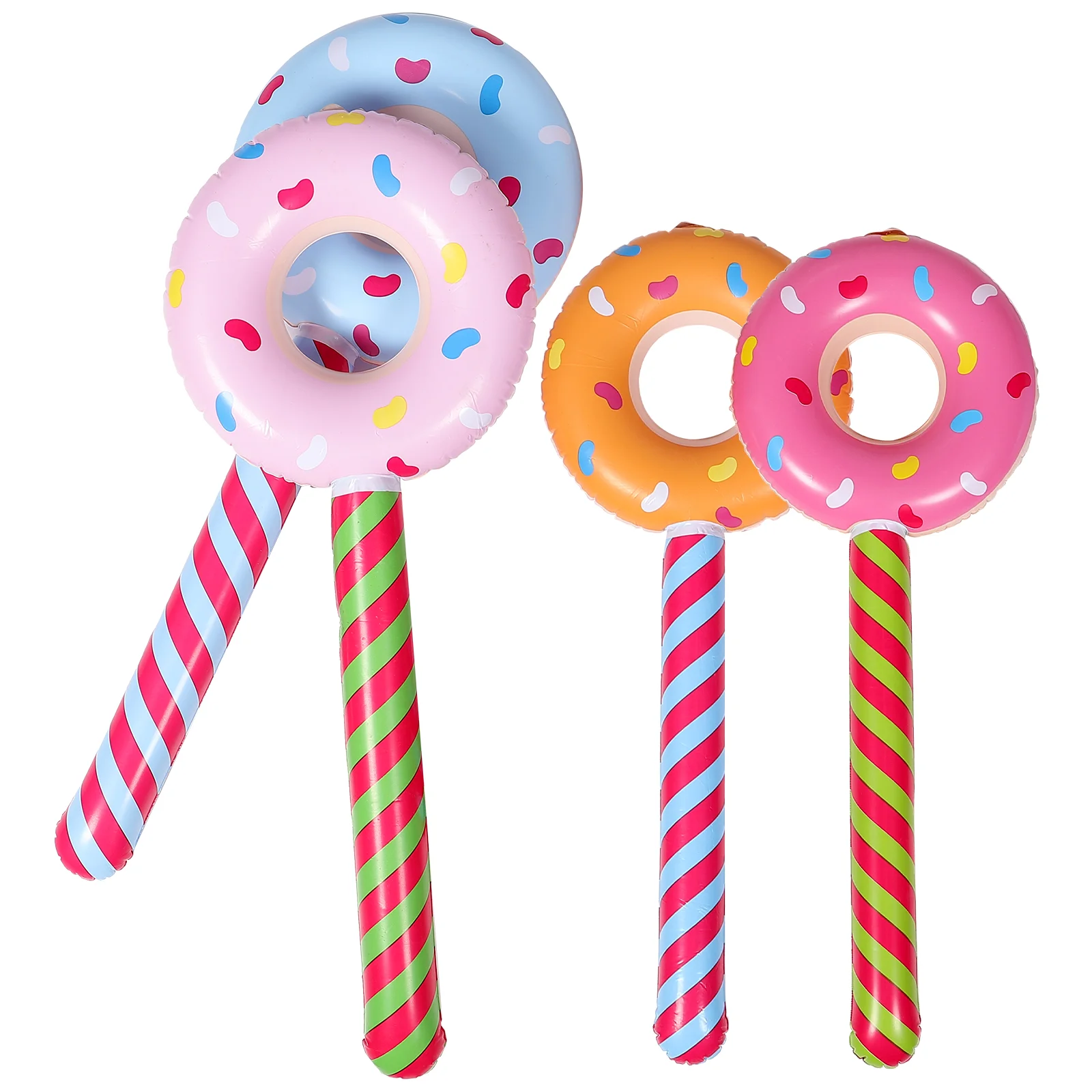 

4 Pcs Donut Inflatable Stick Inflatables Float Shape Balloons Blow up Lollipop Toy