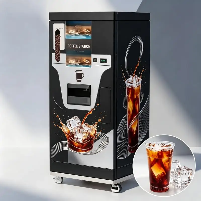 Commercial Coffee Vending Machine Automatic Fresh Ground Bean Brew Espresso Cappuccino Touchscreen