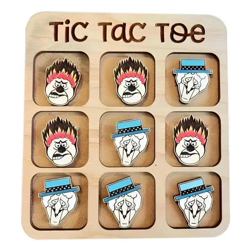 Wooden Family Games Wooden Family Game Tic-Tac-Toe Fun Board Game Interactive Classic Decorative Puzzle Game For Kids & Adults